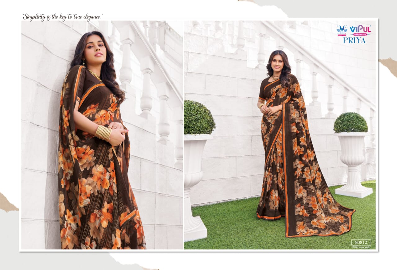 Priya By Vipul Georgette Daily Wear Sarees Wholesale Shop In Surat