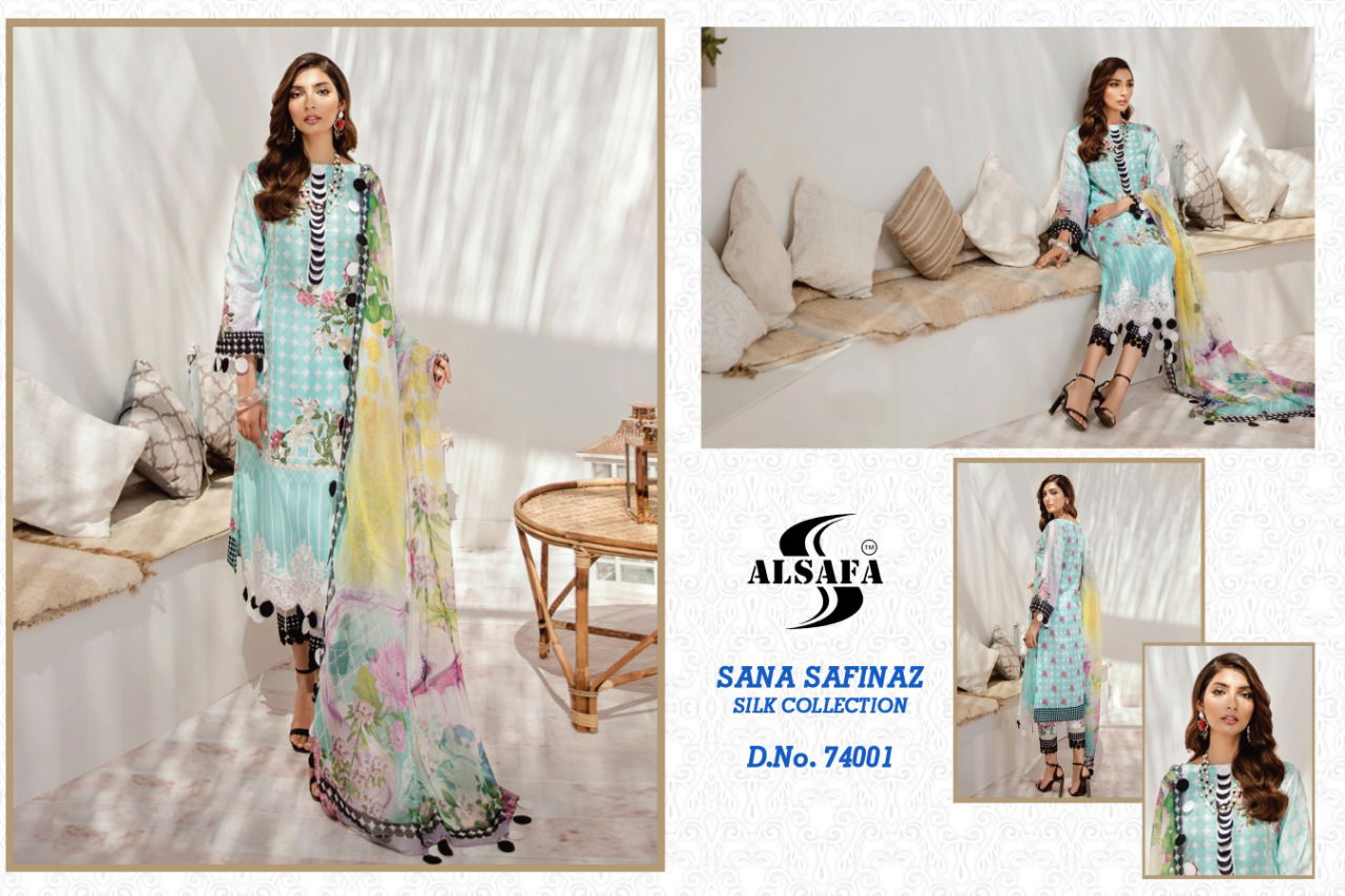 Alsafa Sana Safinaz Latest Designer Printed Karachi Silk Dress Material Collection 