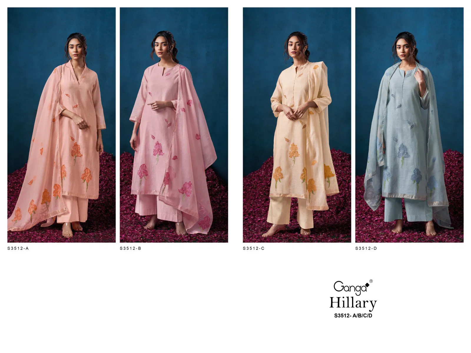Hillary 3512 By Ganga Mal Chanderi Embroidery Salwar Suit Wholesale Online