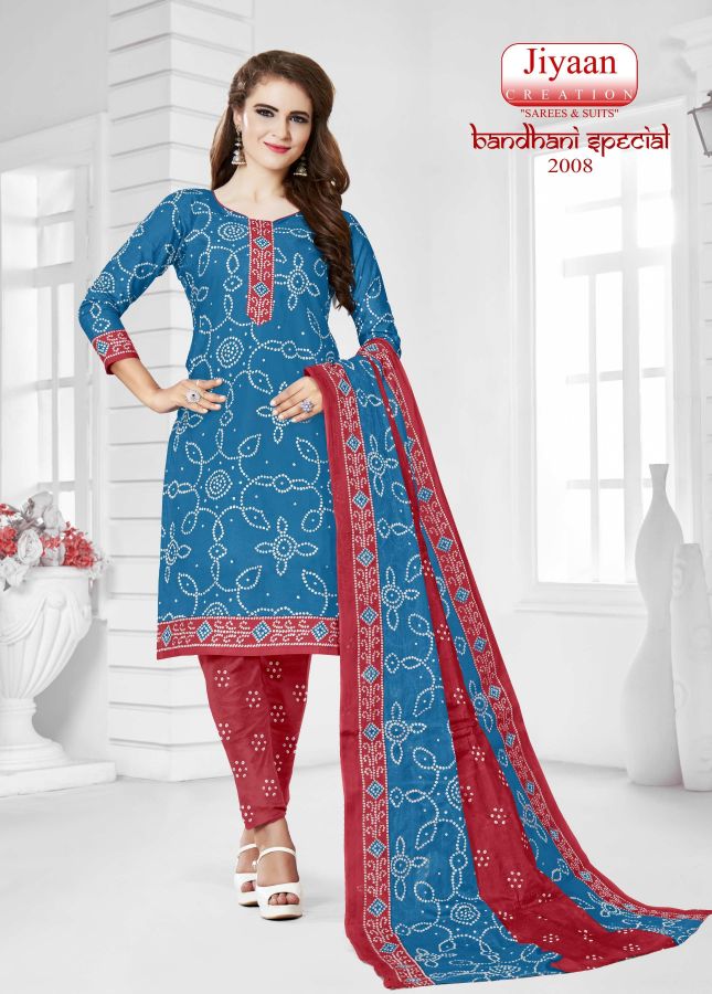 Jiyaan Bandhani Special 2 Casual Daily Wear Cotton Printed Dress Material Collection