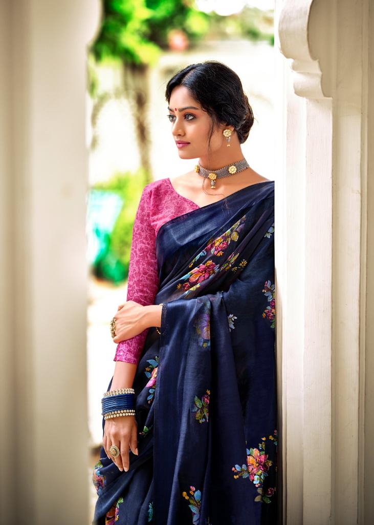 Kashvi Flora Sonakshi Satin Patta Fancy Ethnic Wear Chiffon Printed Saree Collection

