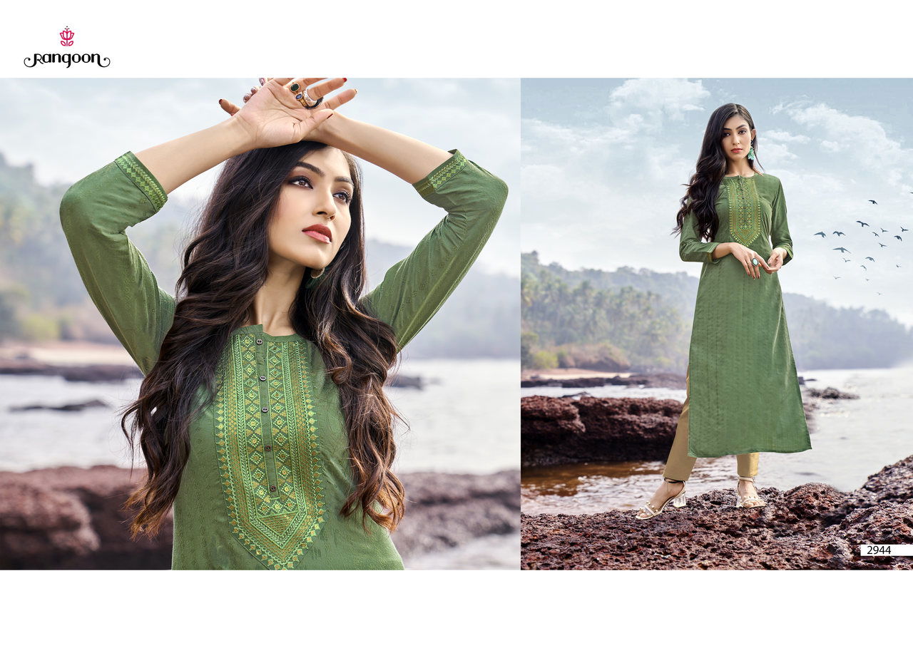 Rangoon Latest Fancy Designer Ethnic Wear Lining Silk With Work Long Kurti Collection
