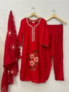 Naisha K 340 Roman Silk Embroidery Kurti With Pant Dupatta Exporters In India