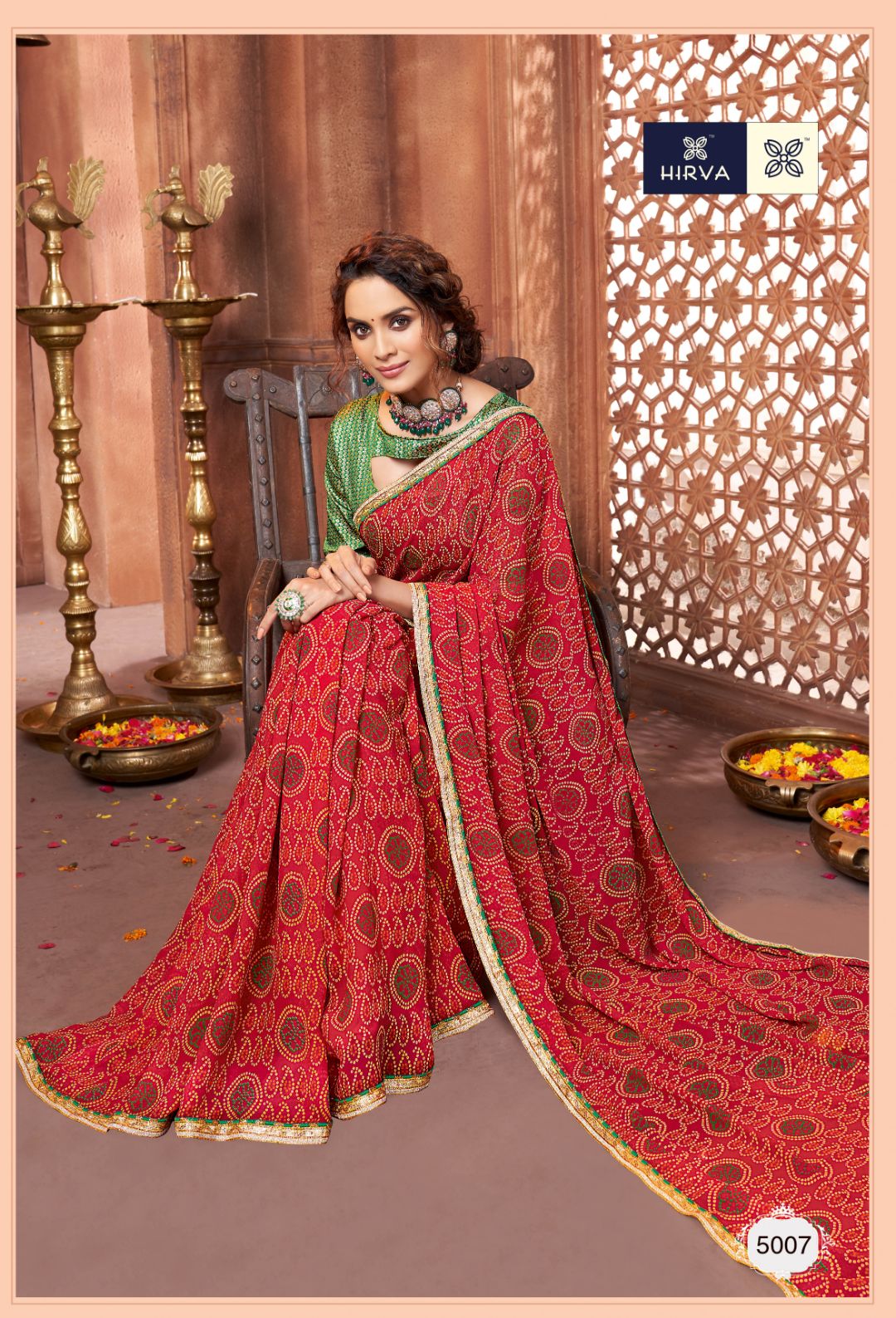 Hirva Latest Bandhani Style Designer Saree Collection 