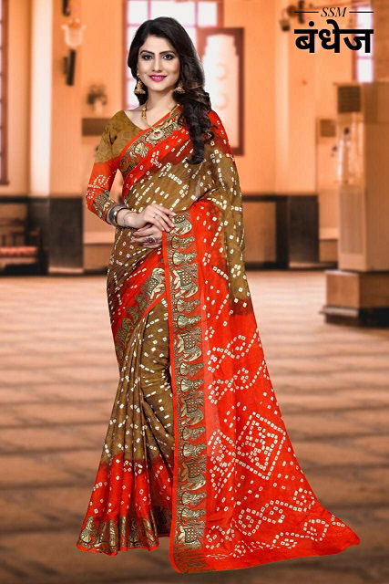 Ssm Dolly Latest Fancy Designer Bandhani Art Silk Bandhej Saree Collection

