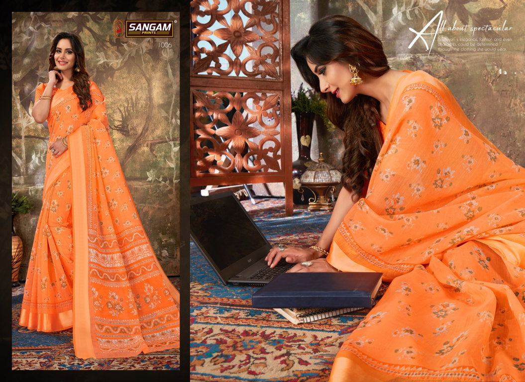 Sangam Minaxi Cotton Latest Daily Wear Printed Pure Cotton Saree Collection
