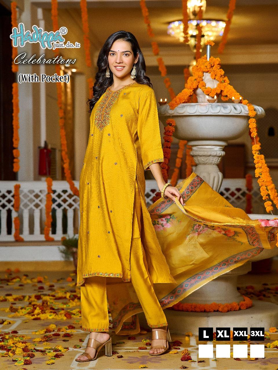 Celebrations Vol 1 By Hadippa Straight Cut Kurti With Bottom Dupatta Orders In India