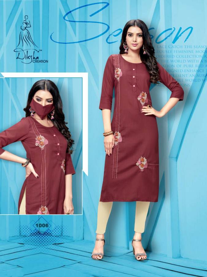 Dikhsha Livaa New Designer Daily Wear Embroidery Work Kurtis Collection