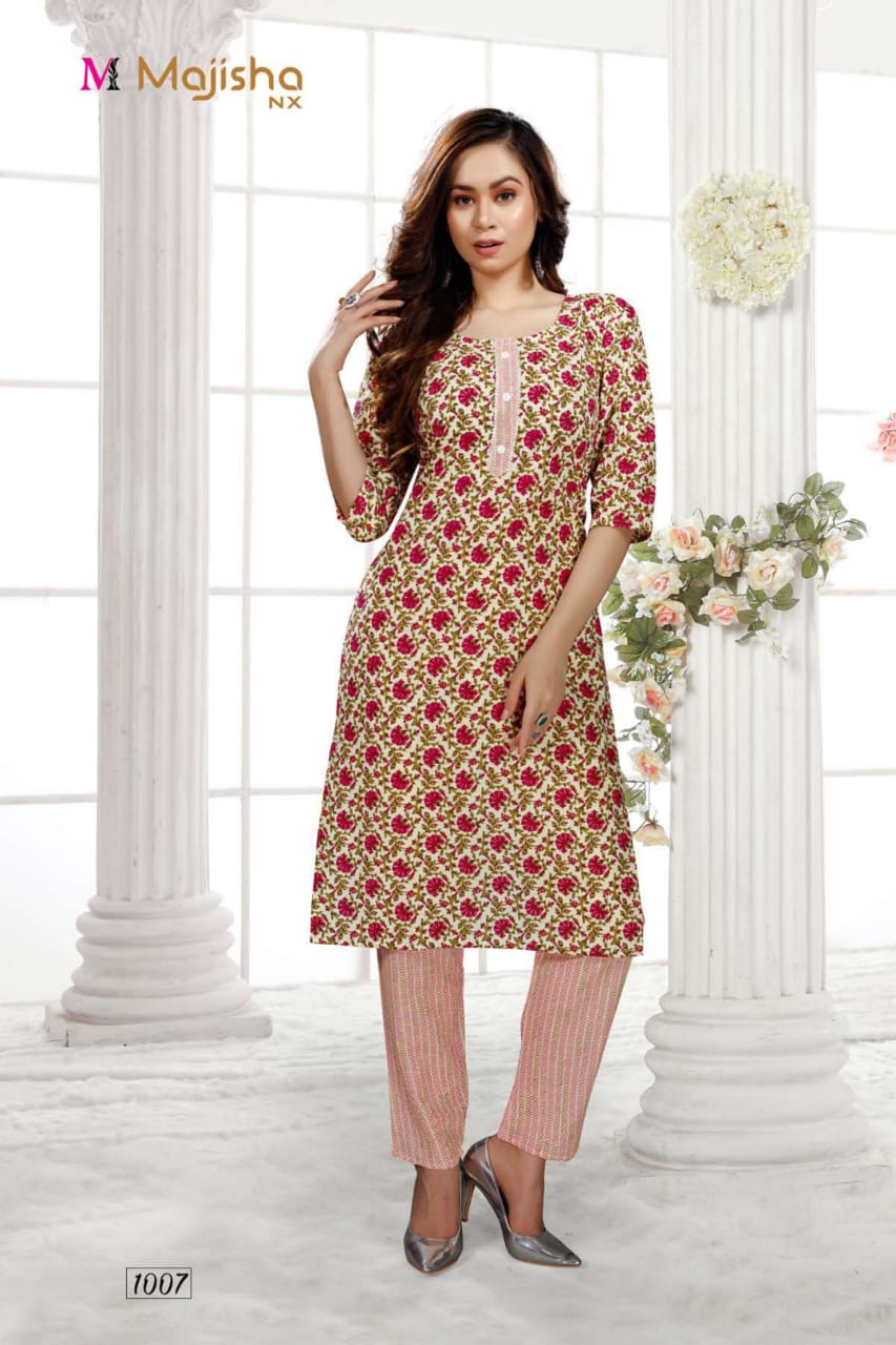 Majisha Nx Cotton House Regular Wear Cotton Printed Kurti With Bottom Collection