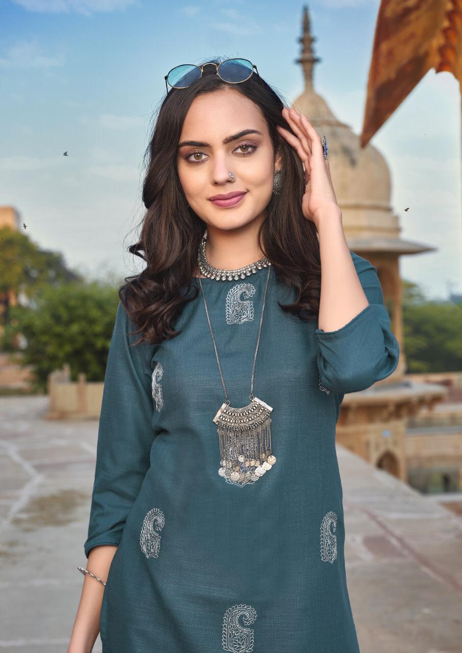 BANWERY BLEND VOL-6 Latest Designer Fancy Festive Wear Heavy Magic Cotton With Embroidery Work Fancy Kurtis Collection