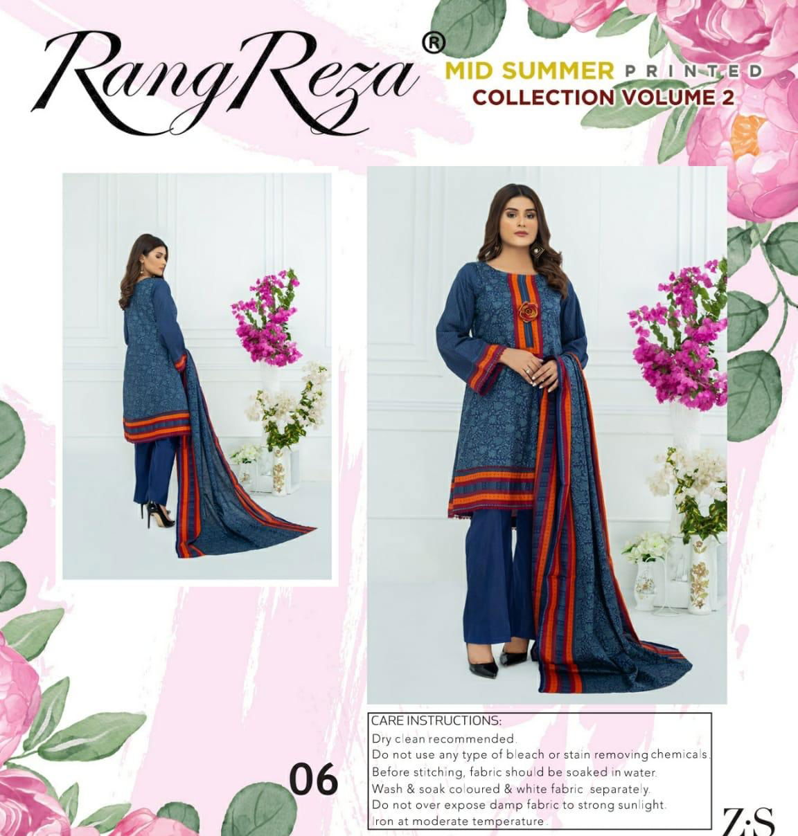 Rang Reza Lawn 2 Latest Fancy Designer Lawn Cotton Casual Wear Karachi Dress Material Collection
