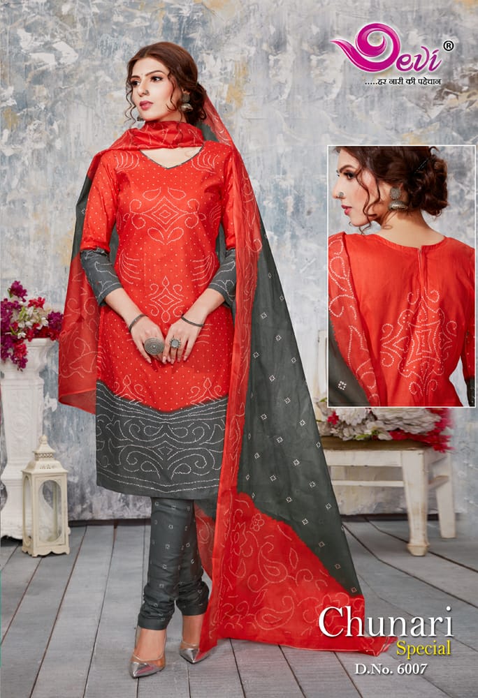 Devi Chunri Special Vol 6 Latest Designer Bandhani Print Pure Cotton Dress Material Collection 