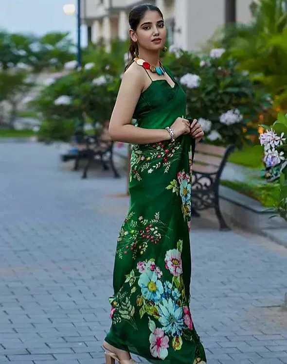 Sf Sizzler 3 Digital Printed Japan Satin Fancy Saree Wholesale Market Surat