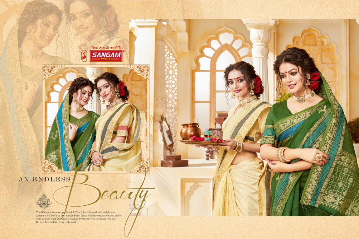 Sangam Indian Latest Fancy Festive Wear Designer Handloom Cotton Saree Collection
