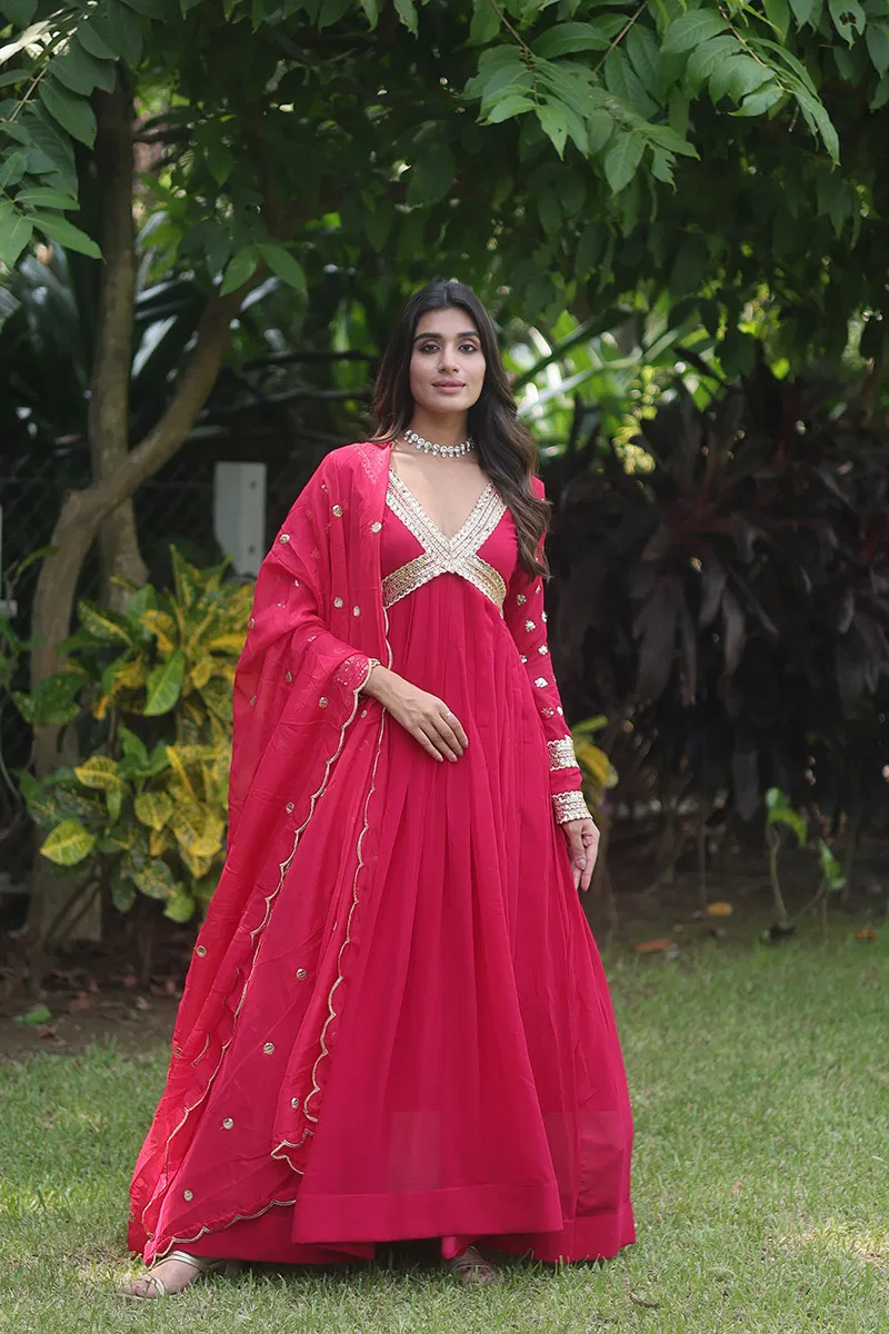 Jf 955 56 Beautiful Faux Blooming Gown With Dupatta Wholesale Market In Surat