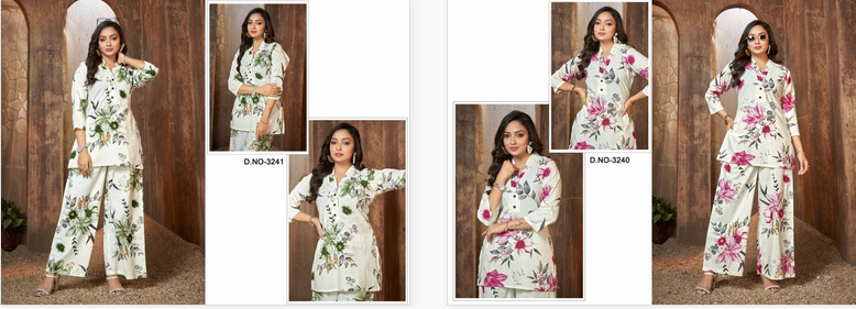Ladies Flavour 3240 And 3241 Cotton Flex Printed Co Ord Set Wholesale Suppliers In Mumbai