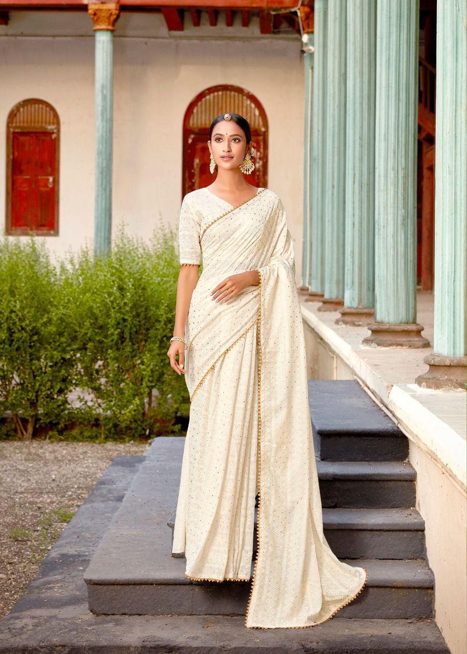 LT Fabric Latest Designer Collection of Silk Saree With Zari Lace Border Self Design in Full Body Zari Foil Work 