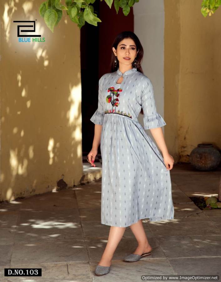 Blue Hills Sugar 1 Ethnic Wear Rayon Designer Long Printed Kurti Collection