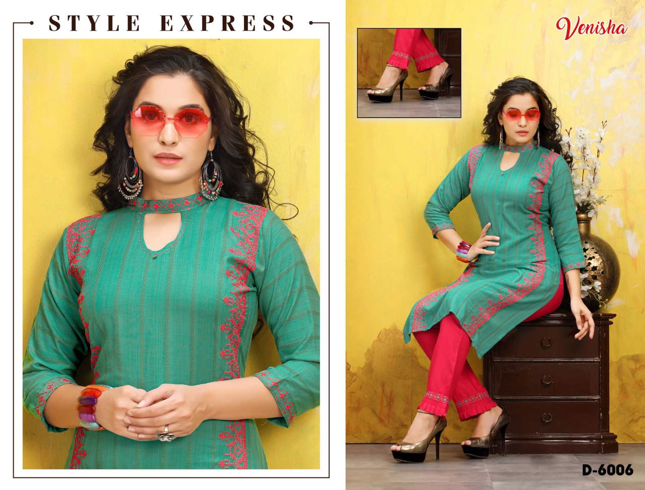 Vinesha Fiyoni 1 Ethnic Wear Designer Rayon Kurtis With Bottom Collection
