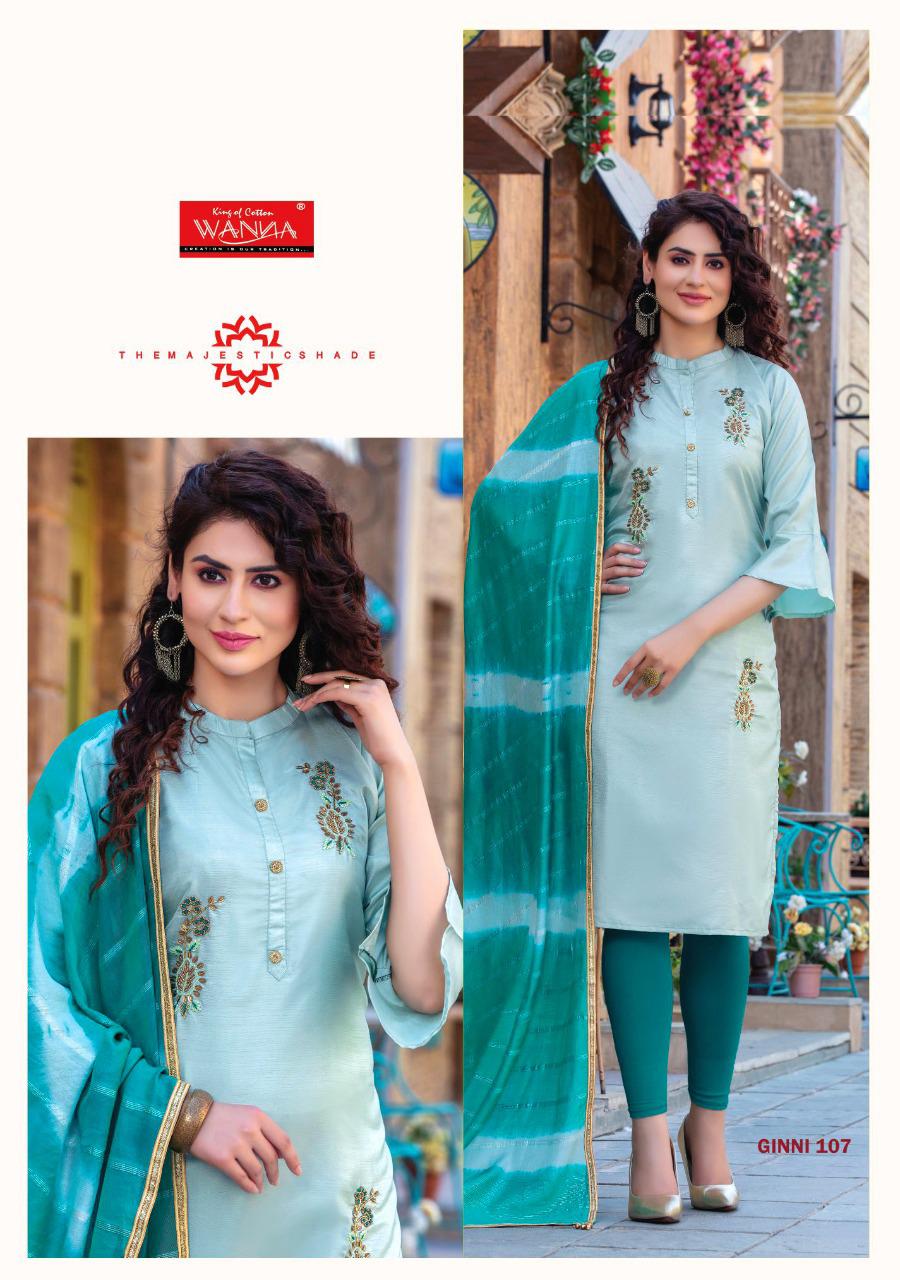 Wanna Ginni Designer Casual Wear Heavy Silk Kurtis With Fancy Heavy Dupatta Collection