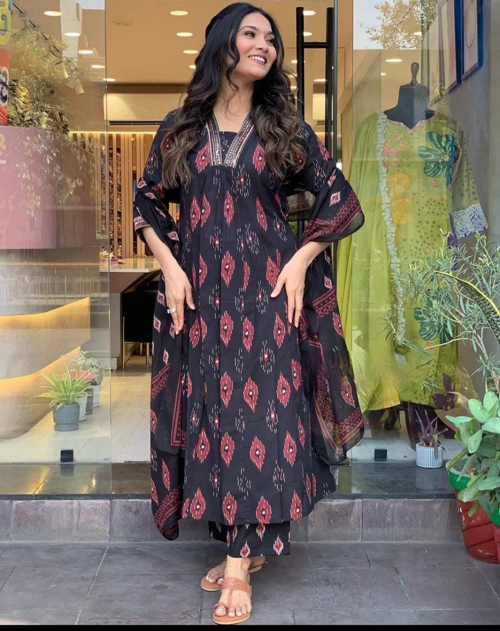 Si 121 Krishi Cotton Digital Printed Kurti With Bottom Dupatta Wholesale Online
