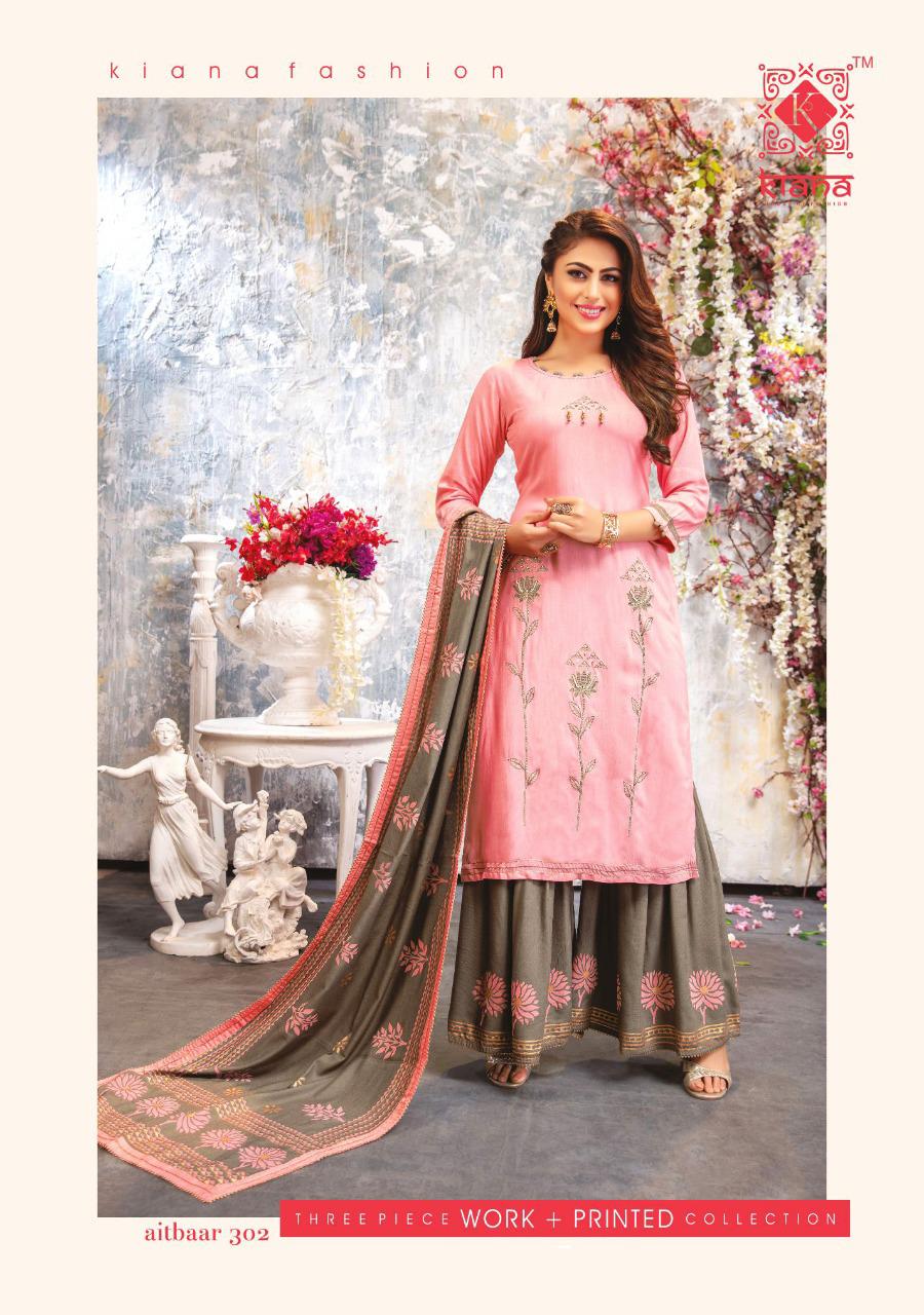 KIANA AITBAAR VOL-3 Latest Designer Fancy Festive Wear Rayon Top With Embroidery Work And Gold Print Readymade Salwar Suit Collection