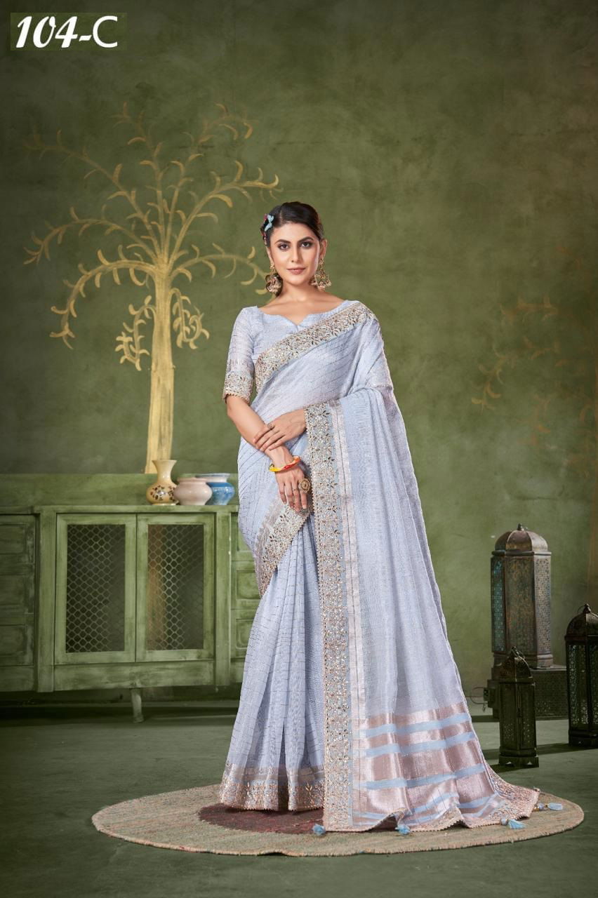 Sumitra 104 A To 104 E Banarasi Linen Checks Wholesale Saree Manufacturers