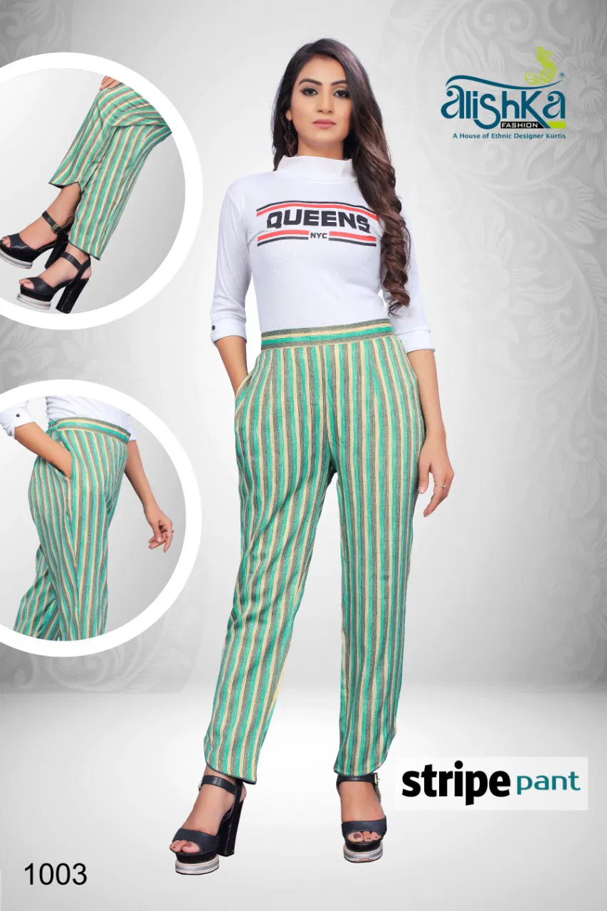 Alishka Stripe Fancy Party Wear Pant Heavy Rayon Slub Pant Collection
