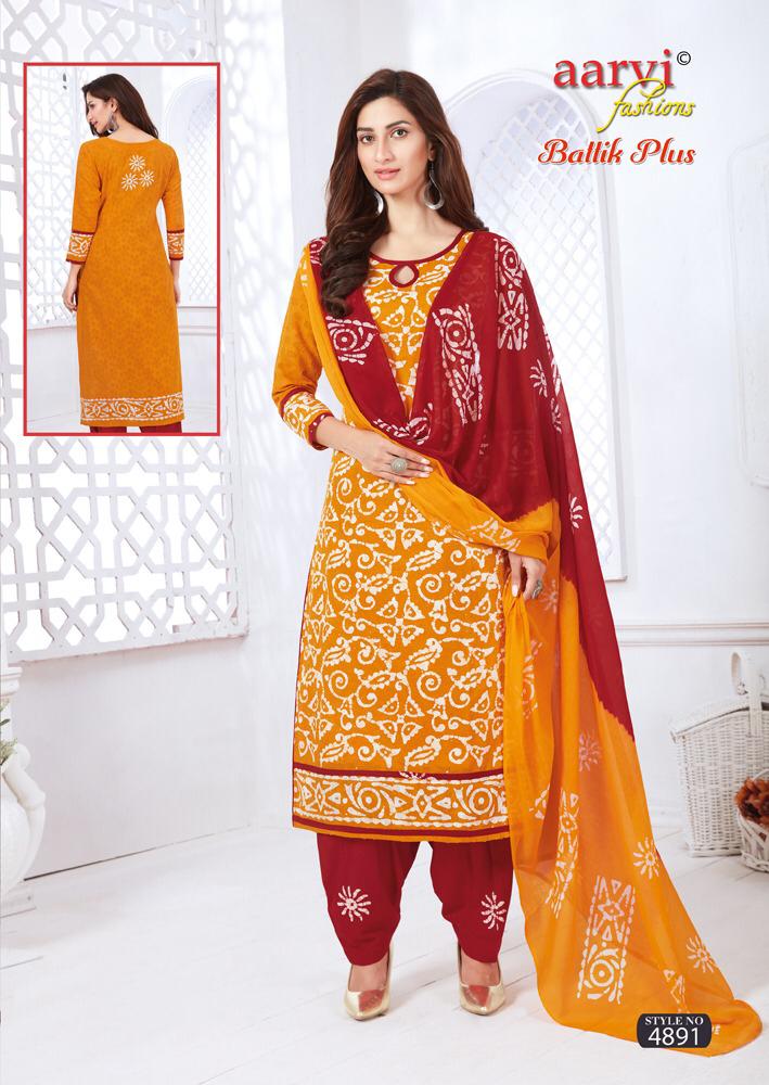 Aarvi Batik Plus Vol 1 Latest Regular Wear Printed Cotton Dress Material With Mal Mal Dupatta 