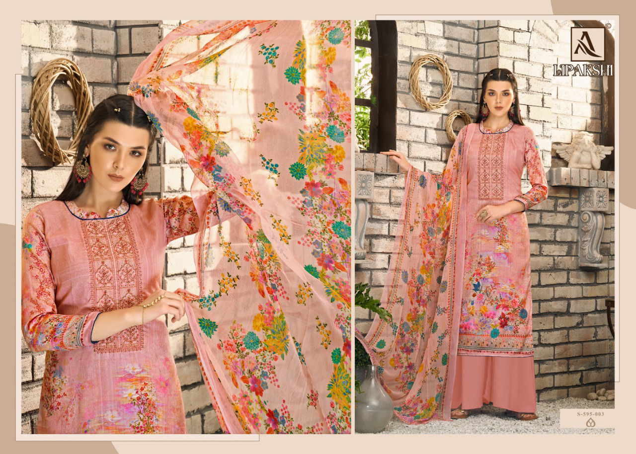 Alok Lipakshi Print with Fancy Embroidery with Swarovski Diamond Work Designer Dress Material Collection
