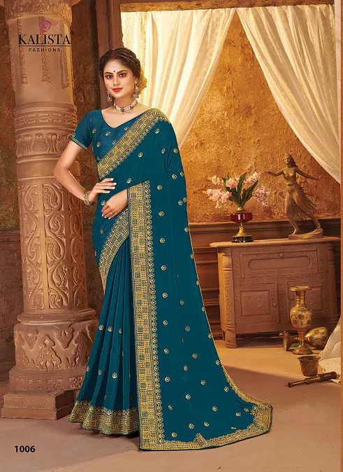 Kalista Shivalika Latest Fancy Festive Wear vichitra silk Embroidery Worked Sarees Collection
