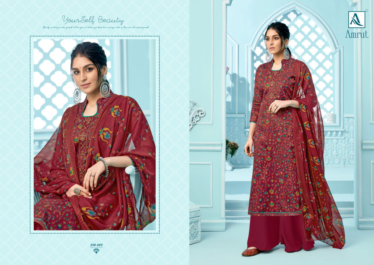 Alok Amrut Fancy Casual Wear Pure jam Cotton Digital Style Print with Embroidery and Swarovski Diamond Cotton Designer Dress Material Collection
