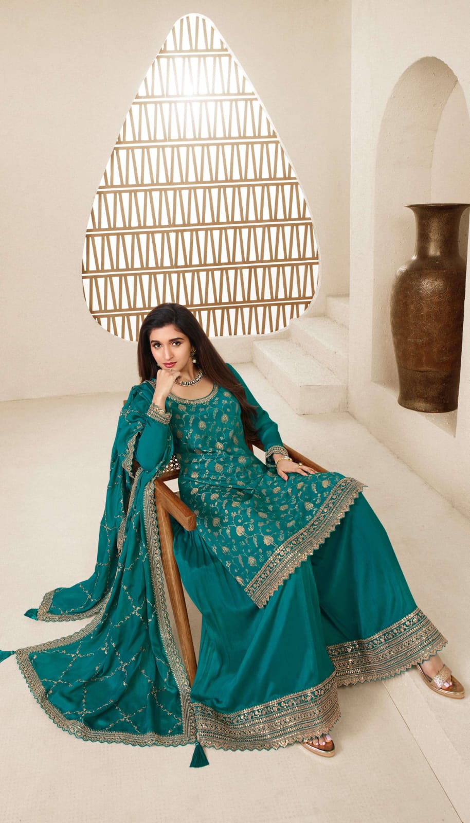 Karva By Vinay Chinon Embroidered Designer Sharara Suit Catalog