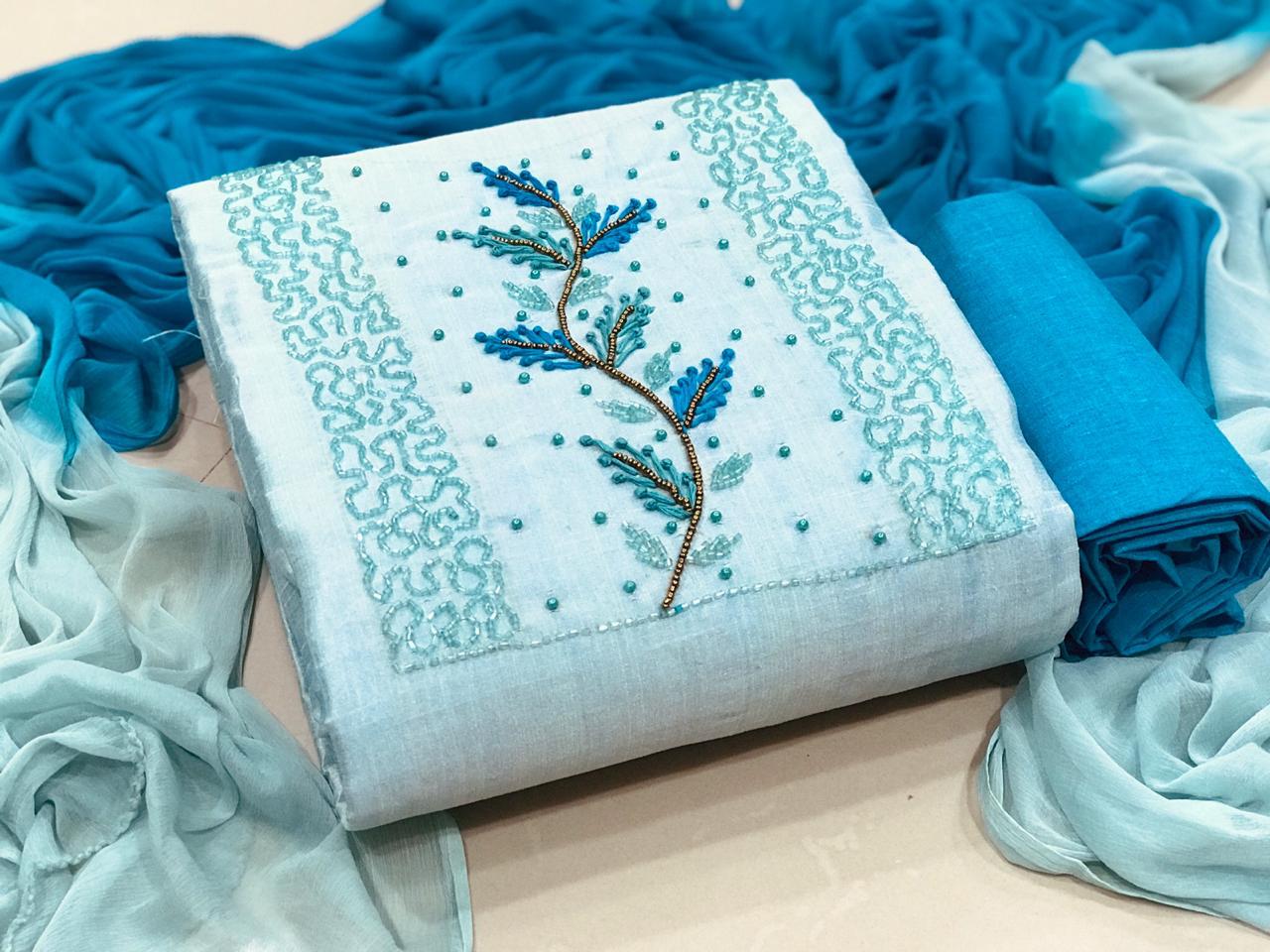 Khadi Handwork Suits 2 Designer Party Wear Dress Material