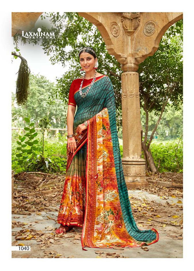 Laxminam Urvi Casual Regular Wear Printed Georgette Designer Saree Collection
