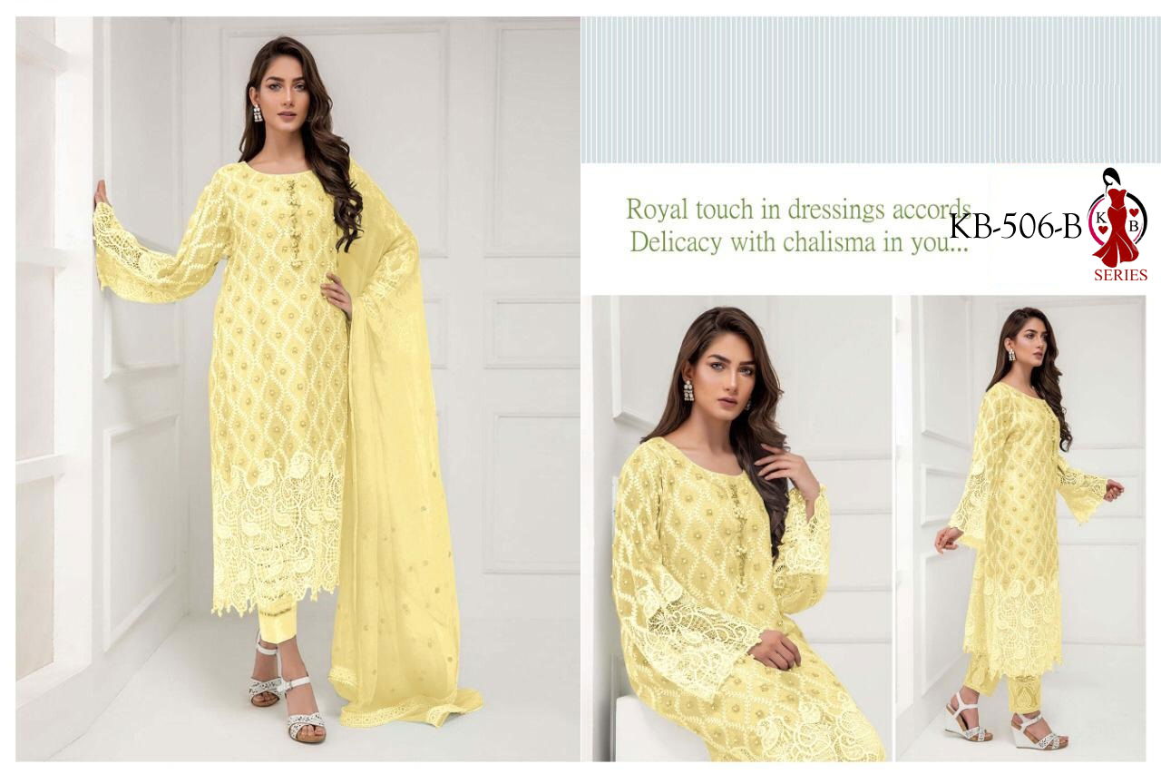 KB Latest Designer Collection of Full Embroidery Work Heavy Faux Georgette Salwar Suit Collection 