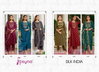 Silk India By Psyna Gold Printed Silk Party Wear Kurti With Pant Dupatta Exporters In India