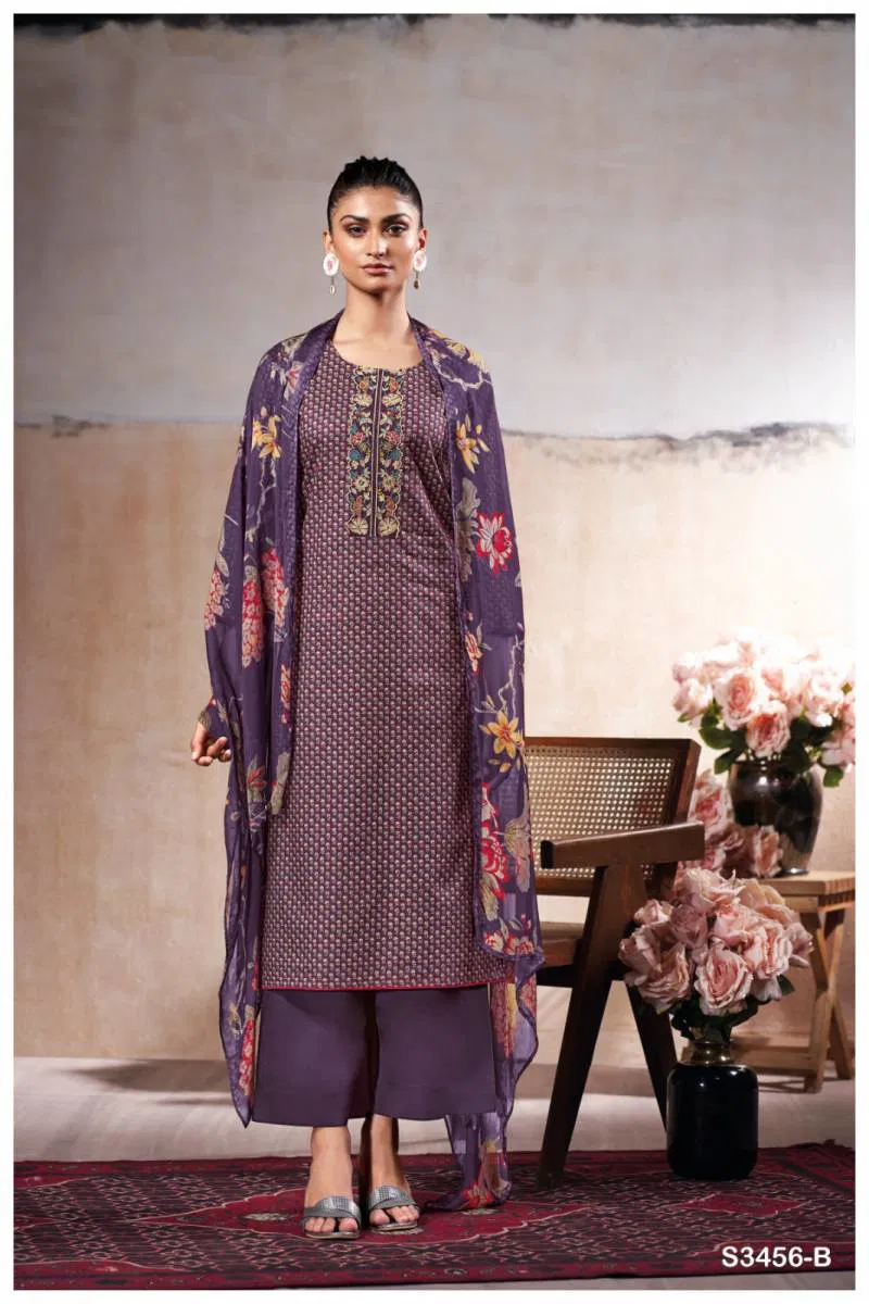 Maheen By Ganga Cotton Printed Embroidered Salwar Suit Exporters In India