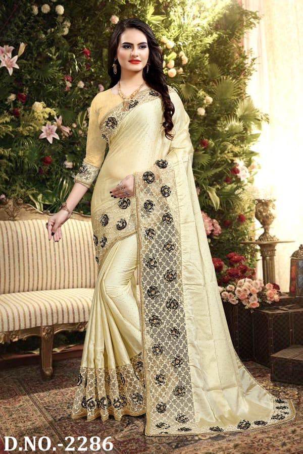 Naree Heavy Resham And Embroidery Work Beautiful Border And Flower