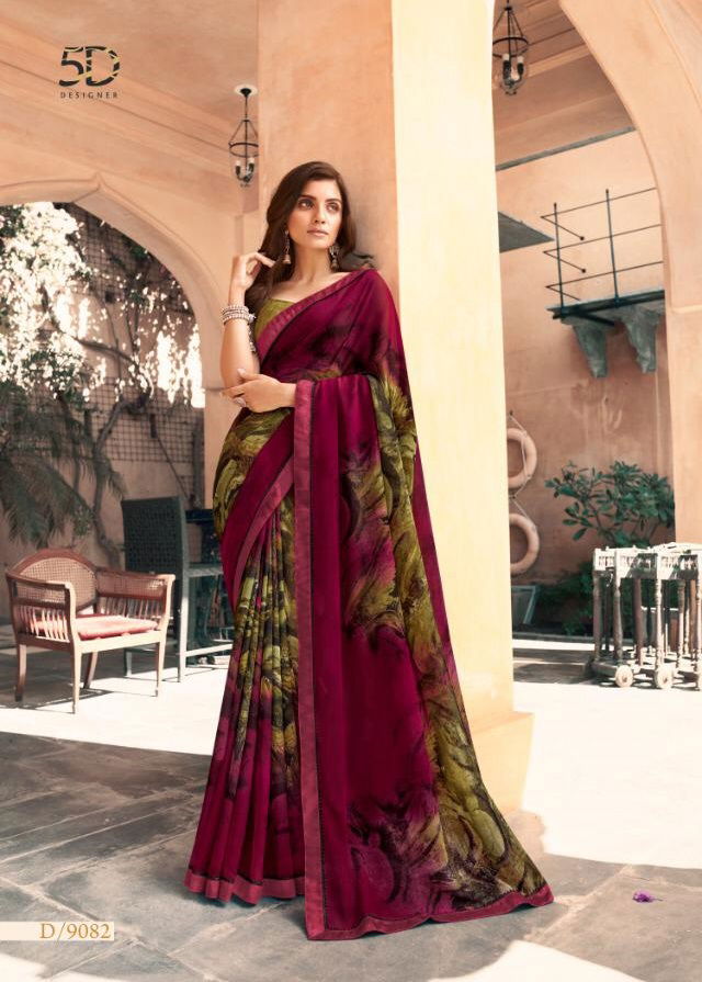 5D ZARA VOL-12 Designer Fancy Festive Wear Heavy Georgette Saree Collection