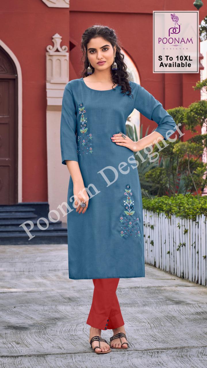 POONAM DIVA VOL-10 Latesy fancy Festive Wear Heavy Cotton Slub Kurtis With Bottom Collection (? 325/- ( 6xl to 10xl) 