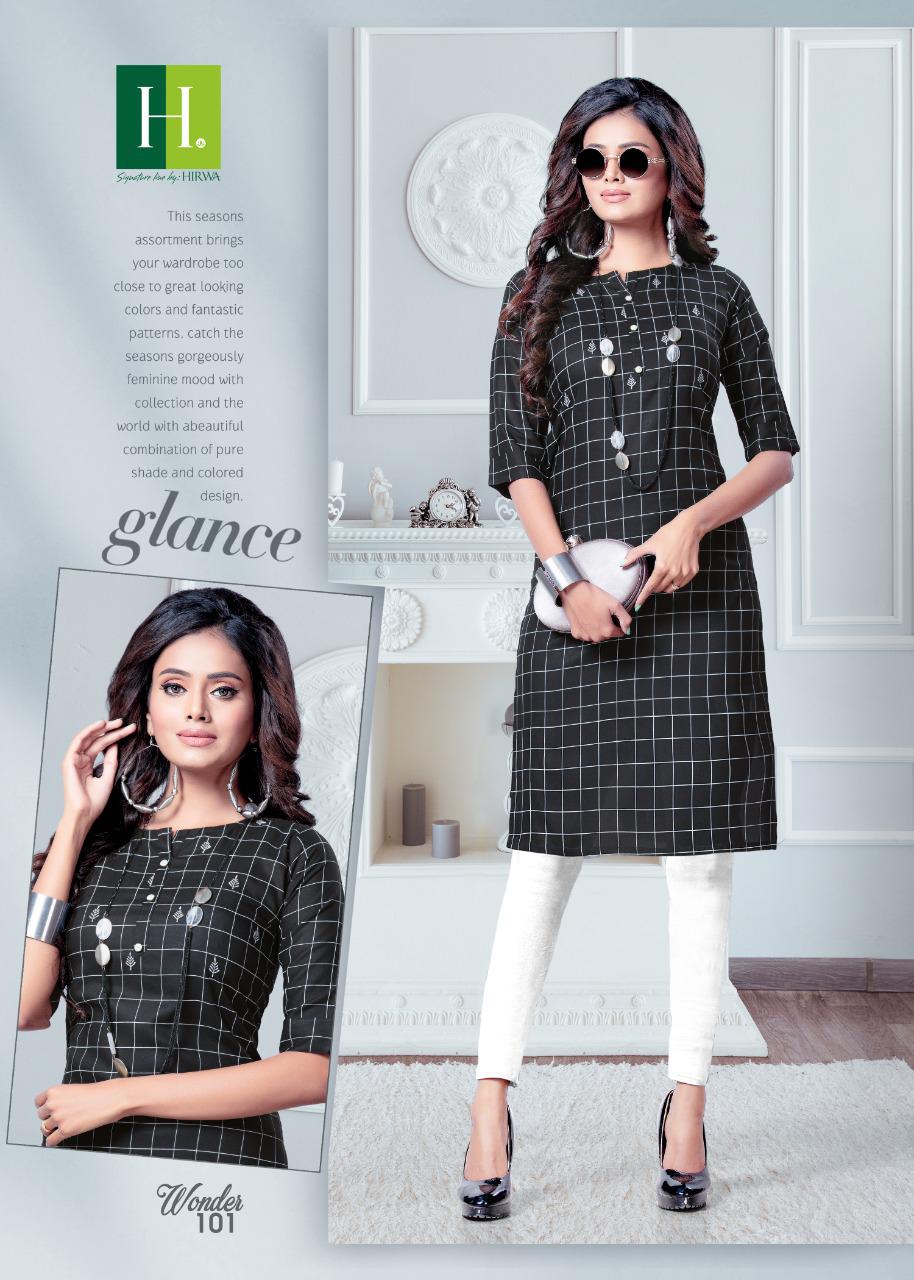 Hirwa Wonder Designer Exclusive Casual Wear Chex Rayon Kurti Collection