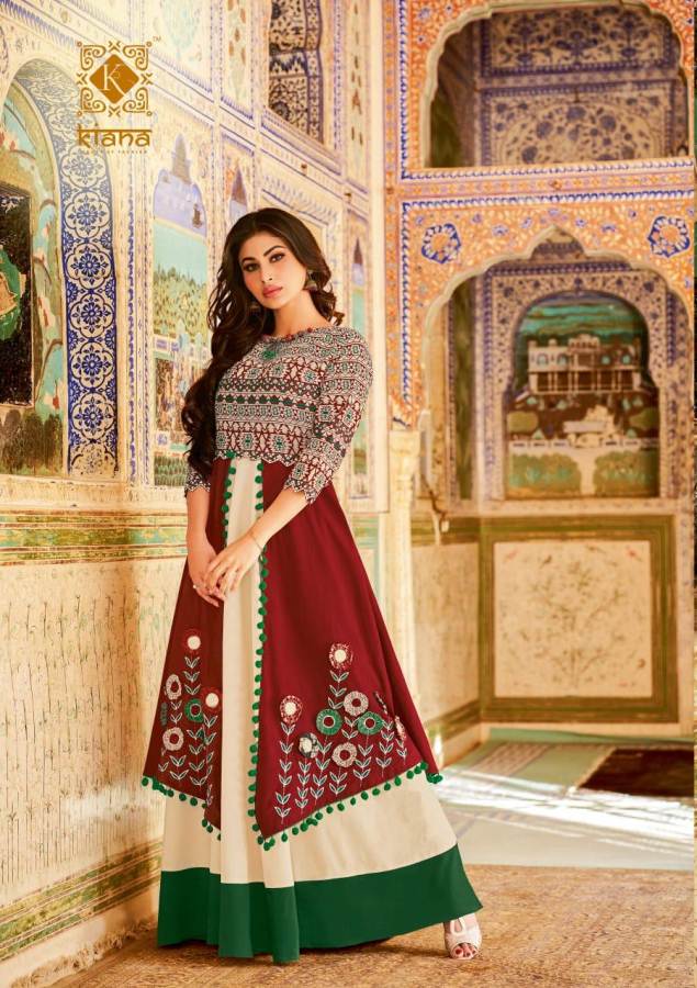 Kiana Nazrana Special Designer Festive Wear Long Cotton Kurtis Collection
