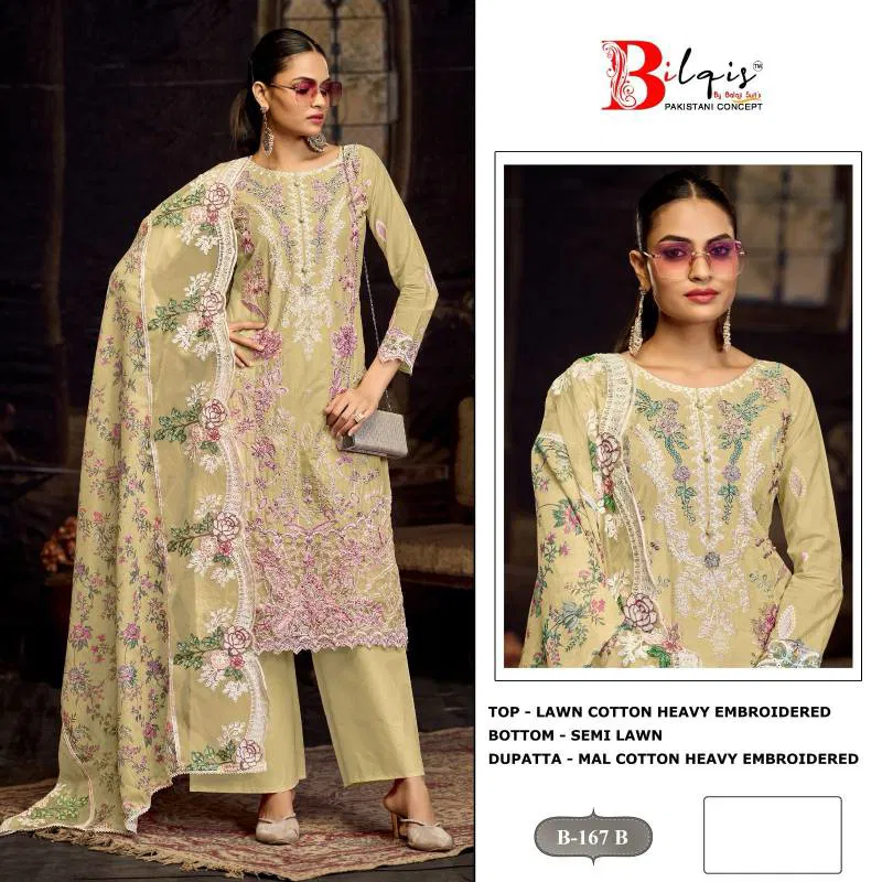 Bilqis B 167 Lawn Cotton Pakistani Salwar Kameez Wholesalers In Delhi
