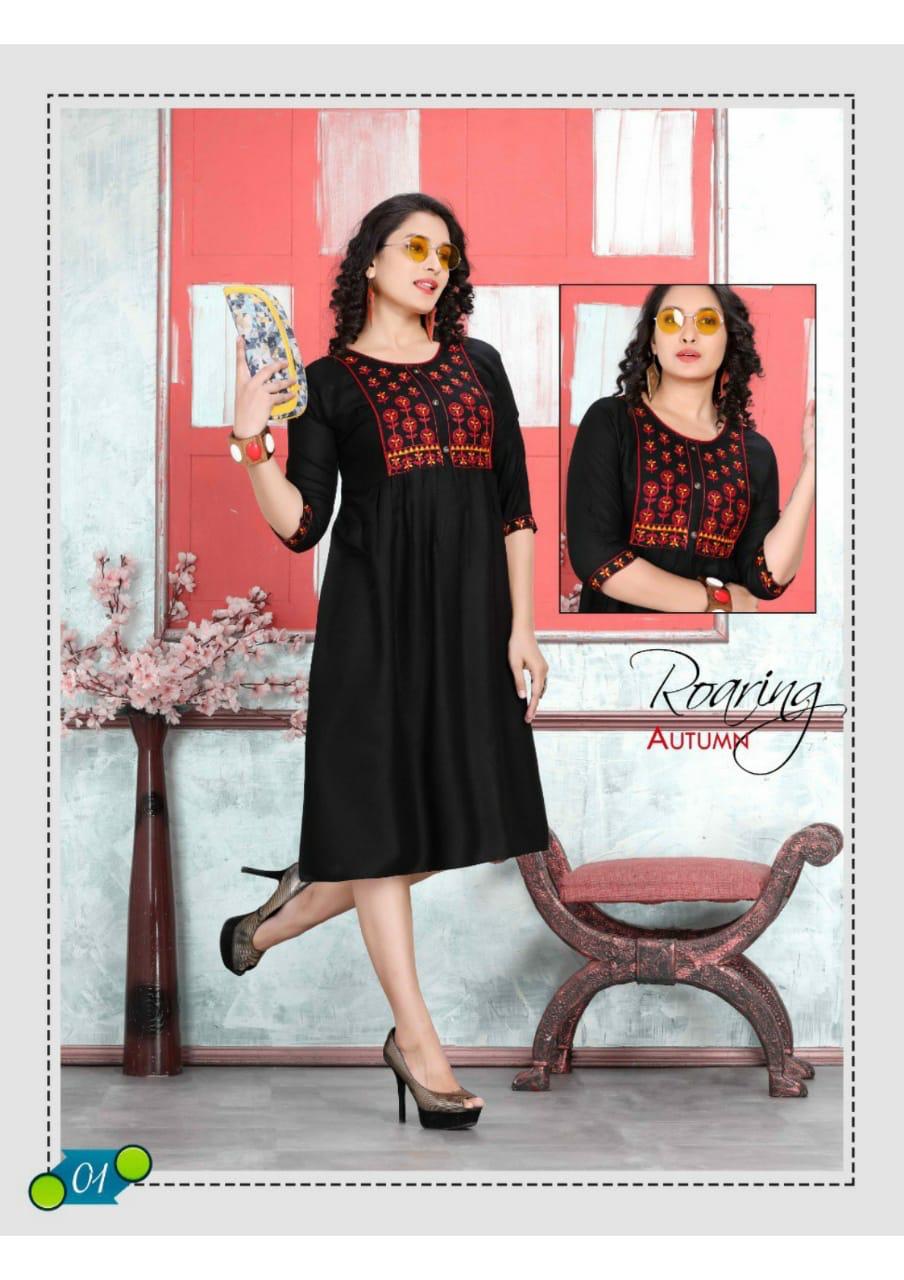 Trendy Orange Latest Fancy Designer Ethnic Wear Heavy Rayon Kurti Collection
