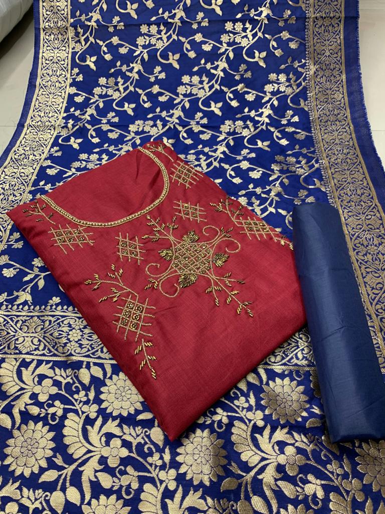Designer Handowork Suits 6002 Latest Fancy Designer Heavy Casual Wear Slab Cotton Dress Material Collection
