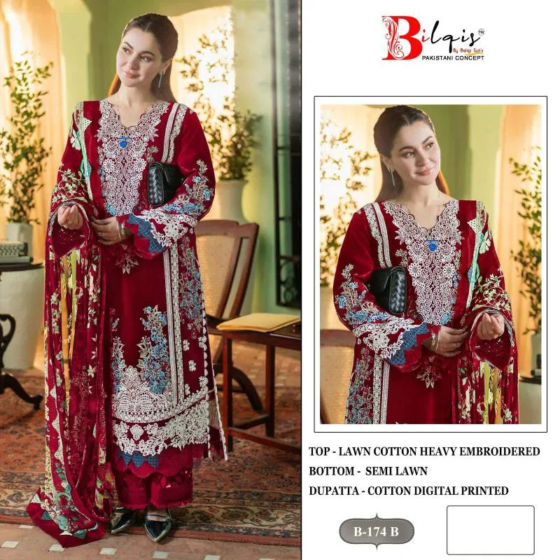 Bilqis B 174 Lawn Cotton Pakistani Wholesale Salwar Kameez Suppliers In Mumbai