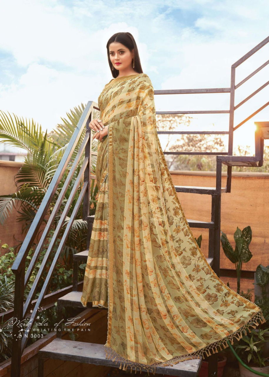 MANSAROVER SURAHI Latest Fancy Casual Wear Moss chiffon zari with Kangri Chitin Border And American Blouse Collection