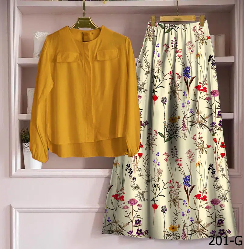 New Latest Designer Printed Casual Skirt With Top Collection 