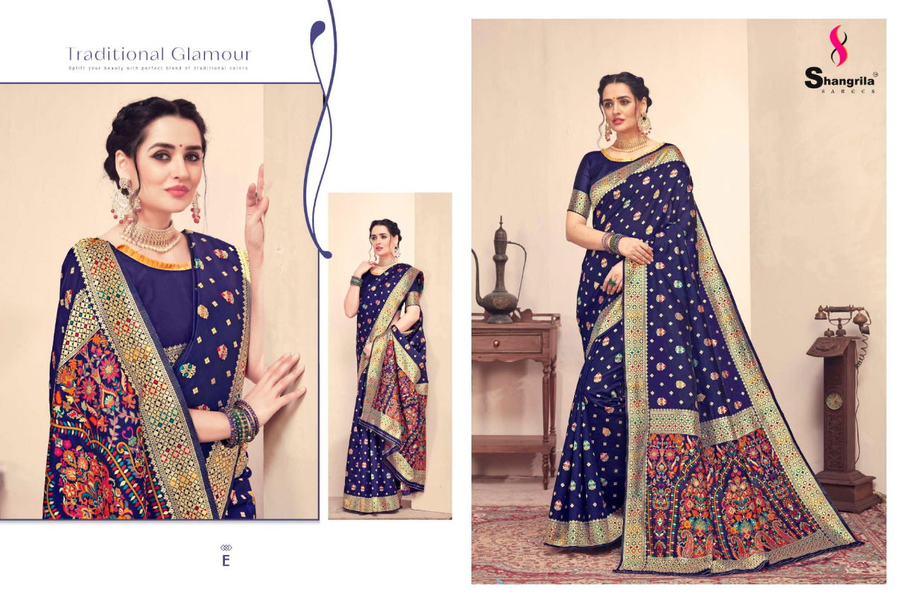 Shangrila Handicraft Silk Rich Kashmiri Fancy Festive Wear Weaving Silk Sarees Collection
